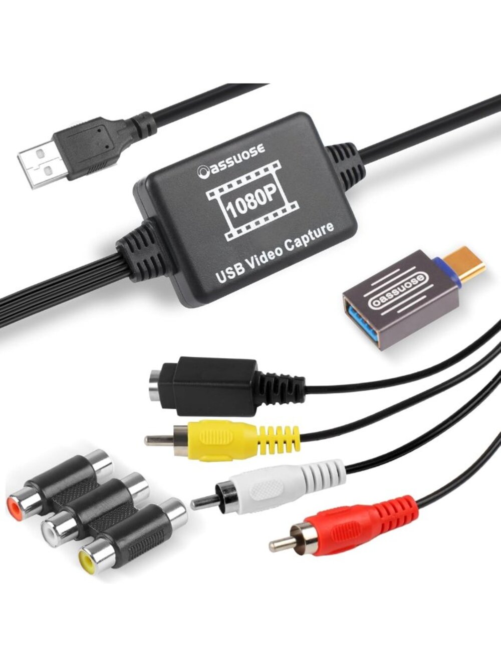 VHS to Digital Converter | 1080P Video Capture Card for USB-A/USB-C & RCA/AV